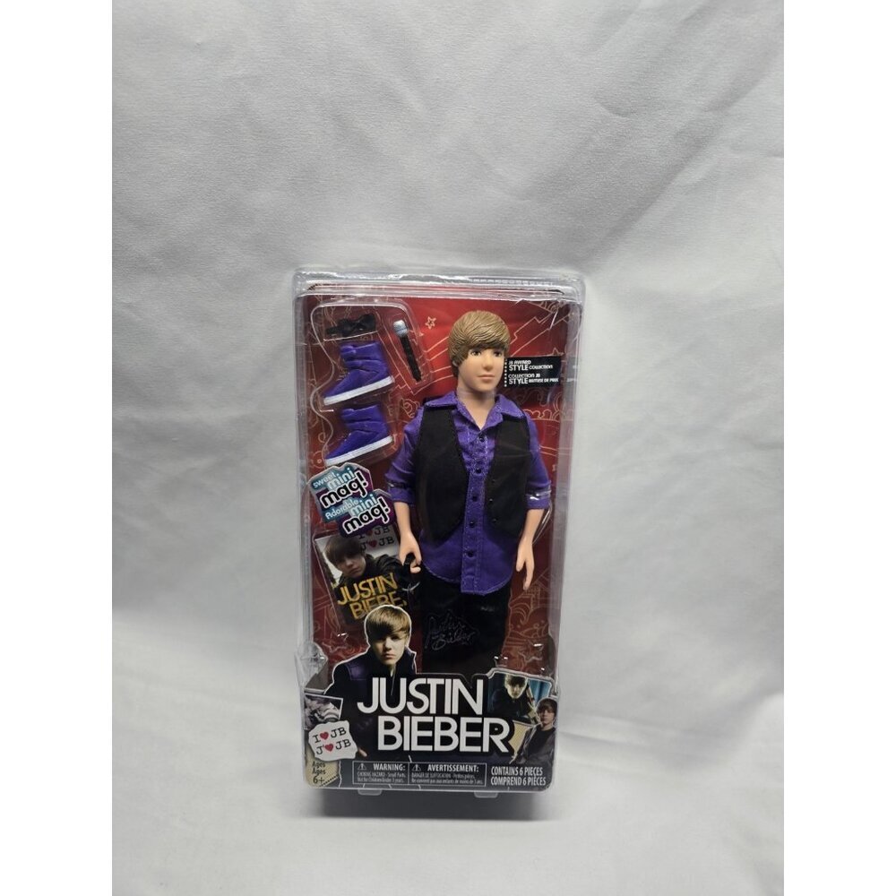 Justin Bieber JB Award Style Collection 12" Doll Purple Shirt- 2010- New